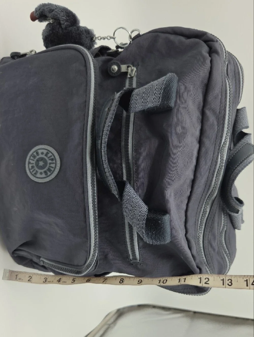 Kipling Gray  Diaper Backpack Bag with Monkey Keychain And Baby Pad